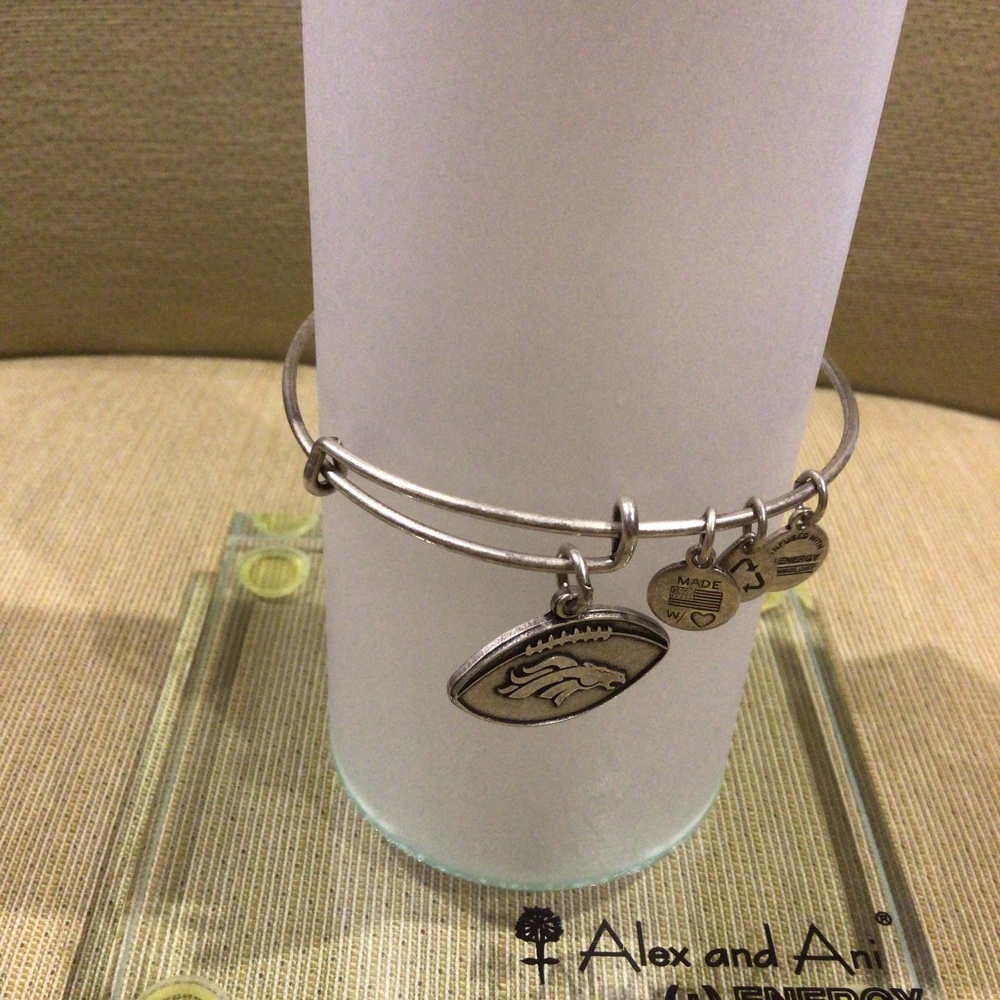 Alex And Ani “Denver Broncos” Rafaelian Silver Charm Bangle Bracelet